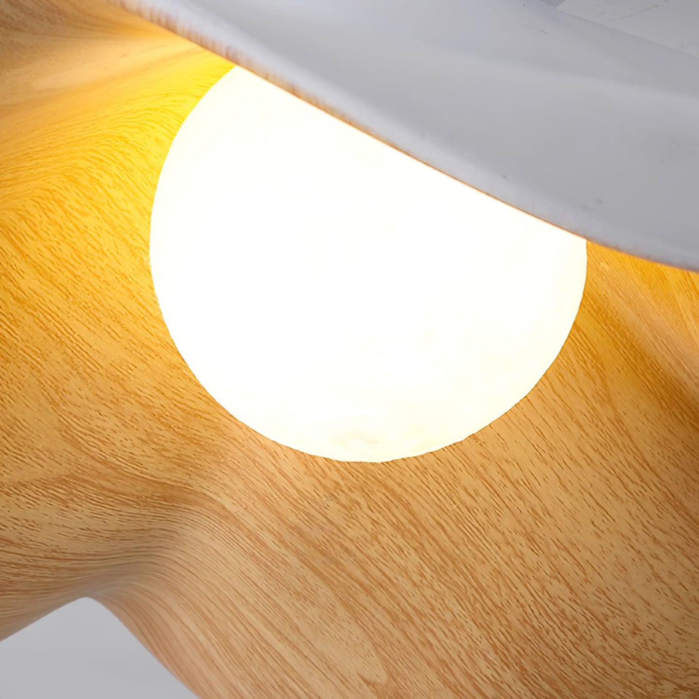 Wavy Wood Pendant Light with Sculptural Shade