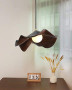 Wavy Wood Pendant Light with Sculptural Shade