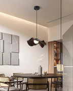 Wavy Wood Pendant Light with Sculptural Shade