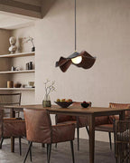 Wavy Wood Pendant Light with Sculptural Shade