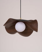 Wavy Wood Pendant Light with Sculptural Shade