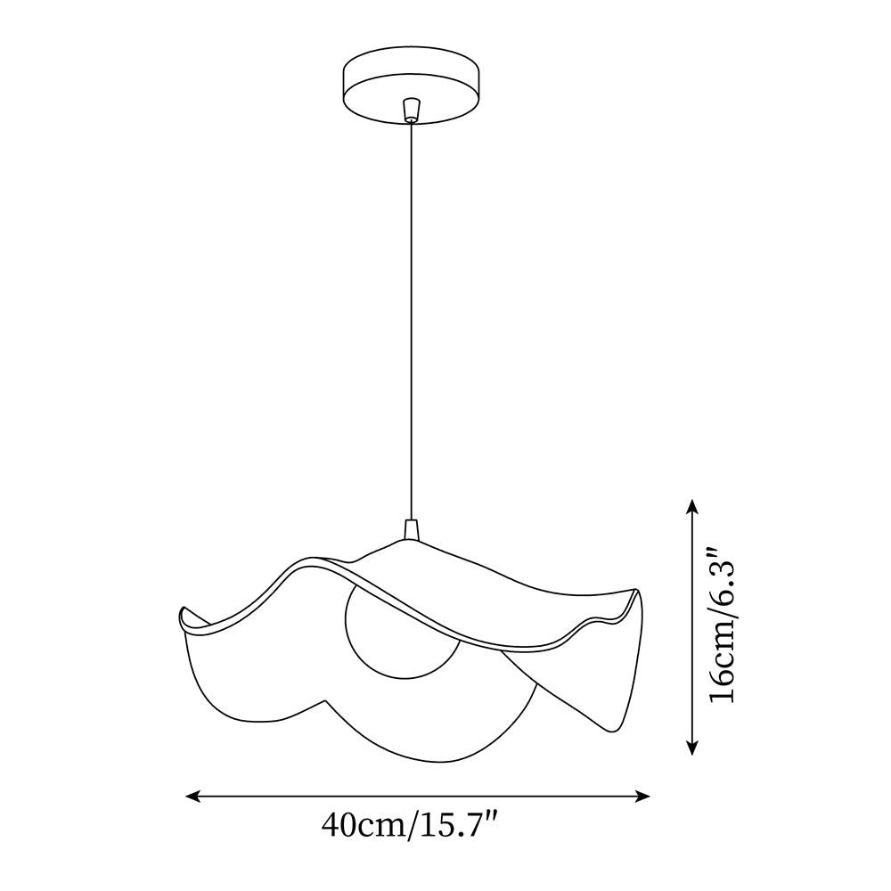 Wavy Wood Pendant Light with Sculptural Shade