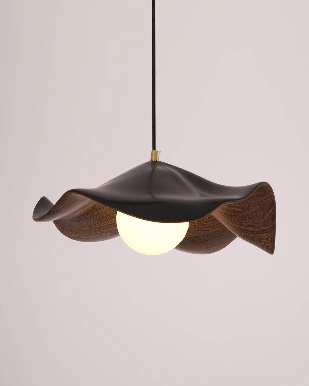 Wavy Wood Pendant Light with Sculptural Shade