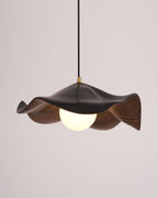 Wavy Wood Pendant Light with Sculptural Shade