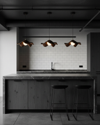 Wavy Wood Pendant Light with Sculptural Shade