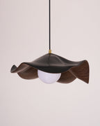 Wavy Wood Pendant Light with Sculptural Shade