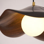 Wavy Wood Pendant Light with Sculptural Shade