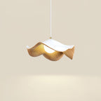 Wavy Wood Pendant Light with Sculptural Shade