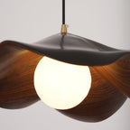 Wavy Wood Pendant Light with Sculptural Shade