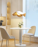 Wavy Wood Pendant Light with Sculptural Shade