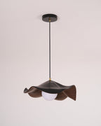 Wavy Wood Pendant Light with Sculptural Shade