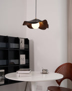 Wavy Wood Pendant Light with Sculptural Shade
