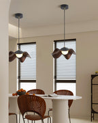 Wavy Wood Pendant Light with Sculptural Shade