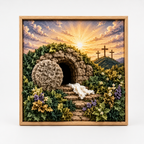 Faith Themed Fabric Tuck Art Craft Kit with Pre-Punched Board and Wooden Tool