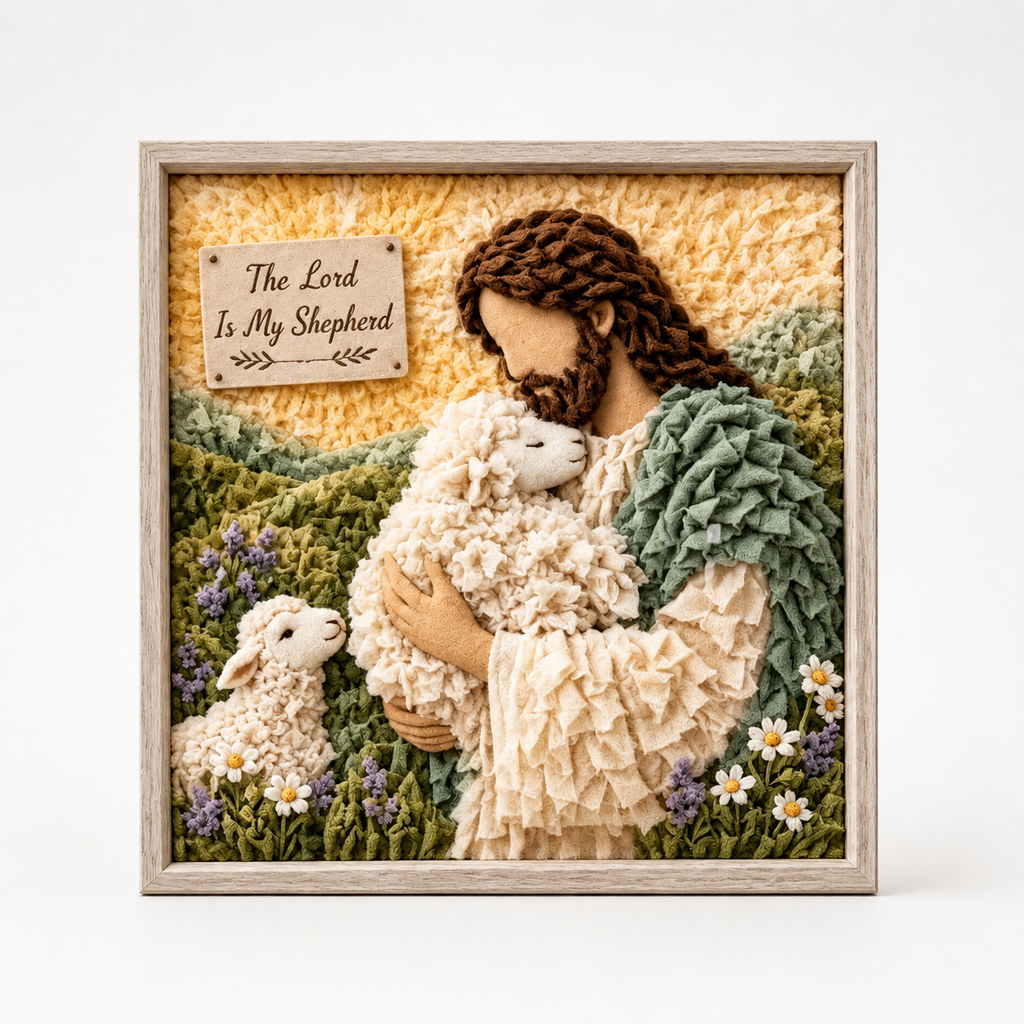 Faith Themed Fabric Tuck Art Craft Kit with Pre-Punched Board and Wooden Tool