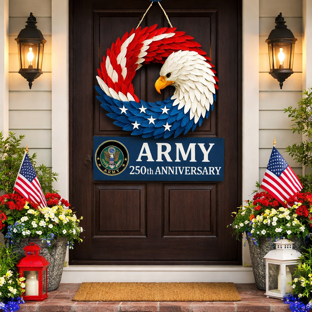 Patriotic Eagle Wreath Boxwood American Flag Wall Art Veterans Memorial Door Wreath Indoor Outdoor Hanging Decoration