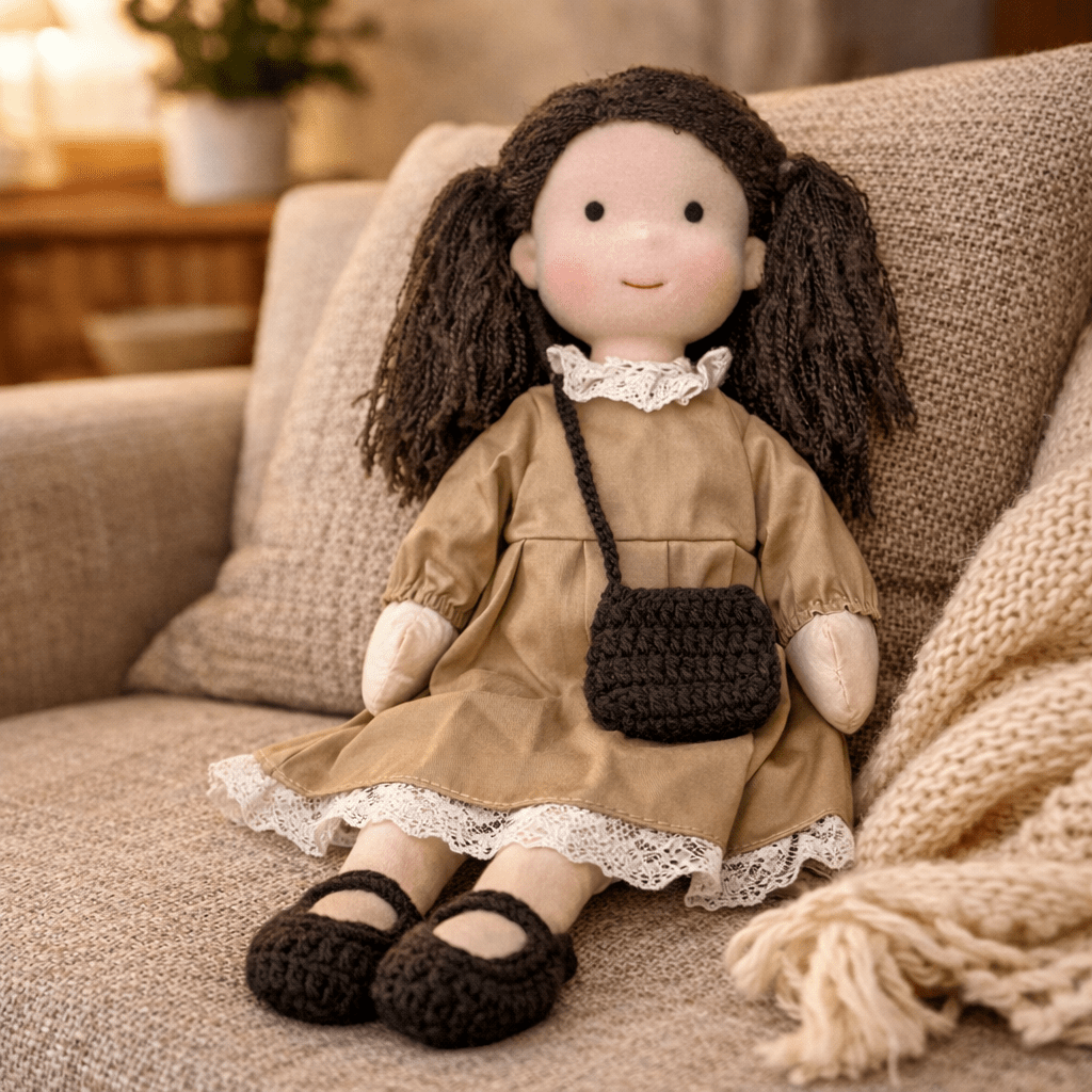 Handmade Waldorf Doll Soft Cotton Rag Doll with Knitted Outfit Cuddly Plush Doll for Toddlers and Kids Creative Play