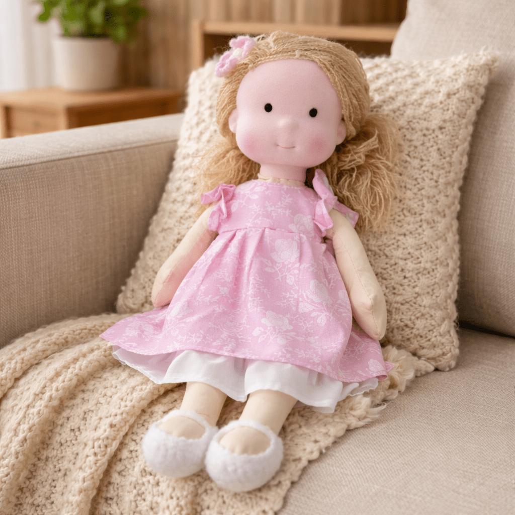 Handmade Waldorf Doll Soft Cotton Rag Doll with Knitted Outfit Cuddly Plush Doll for Toddlers and Kids Creative Play
