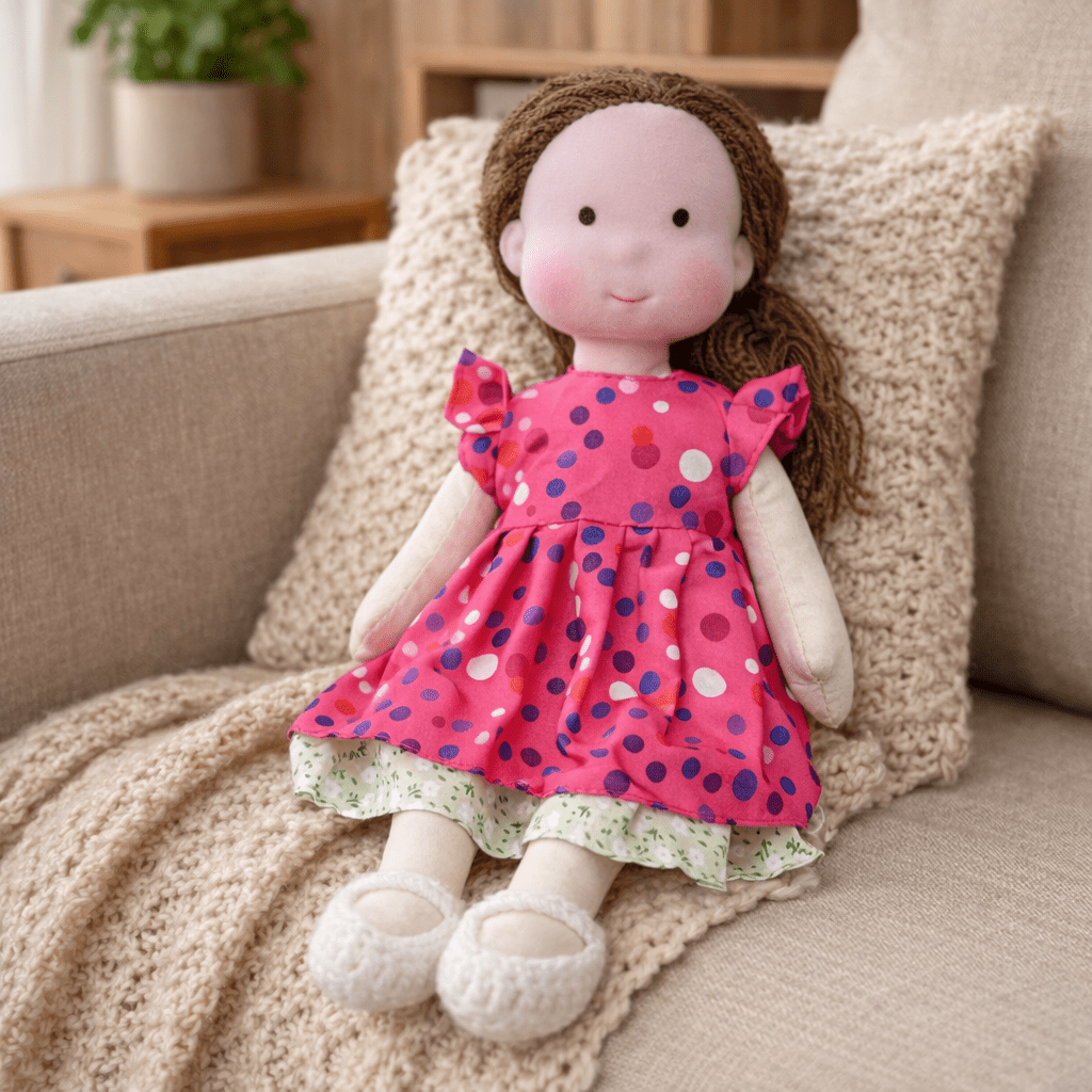 Handmade Waldorf Doll Soft Cotton Rag Doll with Knitted Outfit Cuddly Plush Doll for Toddlers and Kids Creative Play