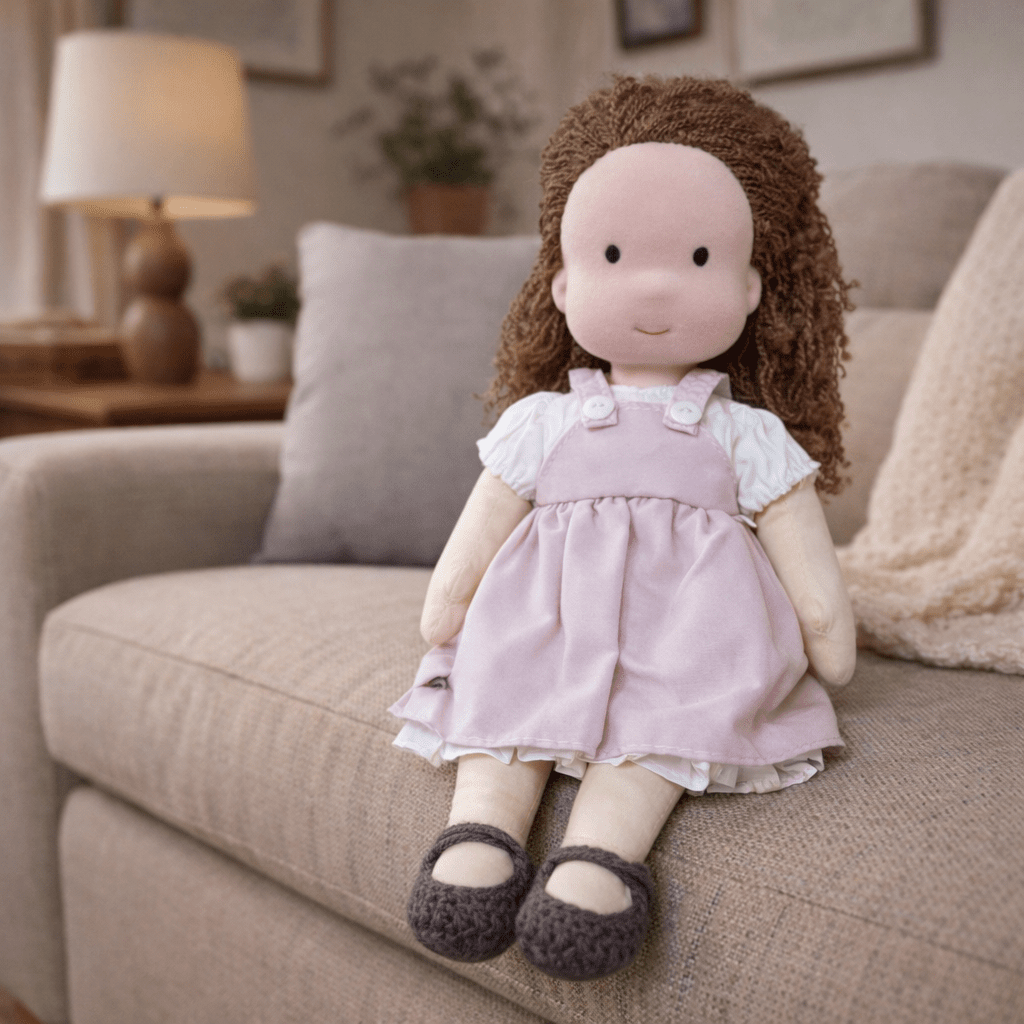 Handmade Waldorf Doll Soft Cotton Rag Doll with Knitted Outfit Cuddly Plush Doll for Toddlers and Kids Creative Play