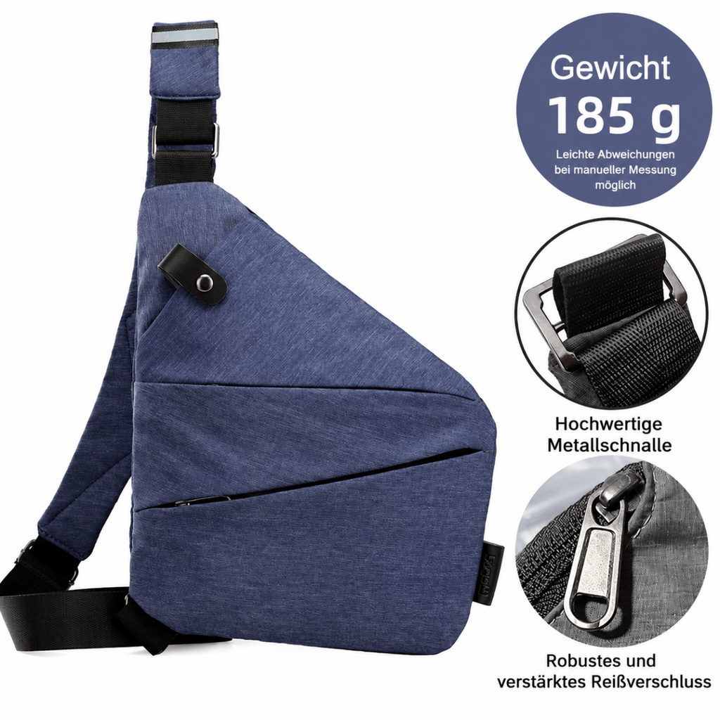 Anti-Theft Sling Bag RFID Blocking Crossbody Chest Bag Water-Repellent Slim Shoulder Bag with Cut-Resistant Strap for Travel and Commuting