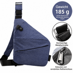 Anti-Theft Sling Bag RFID Blocking Crossbody Chest Bag Water-Repellent Slim Shoulder Bag with Cut-Resistant Strap for Travel and Commuting