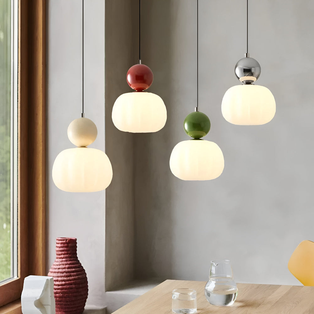 Art Deco Metal and Glass Pendant Light with E27 Bulb Socket