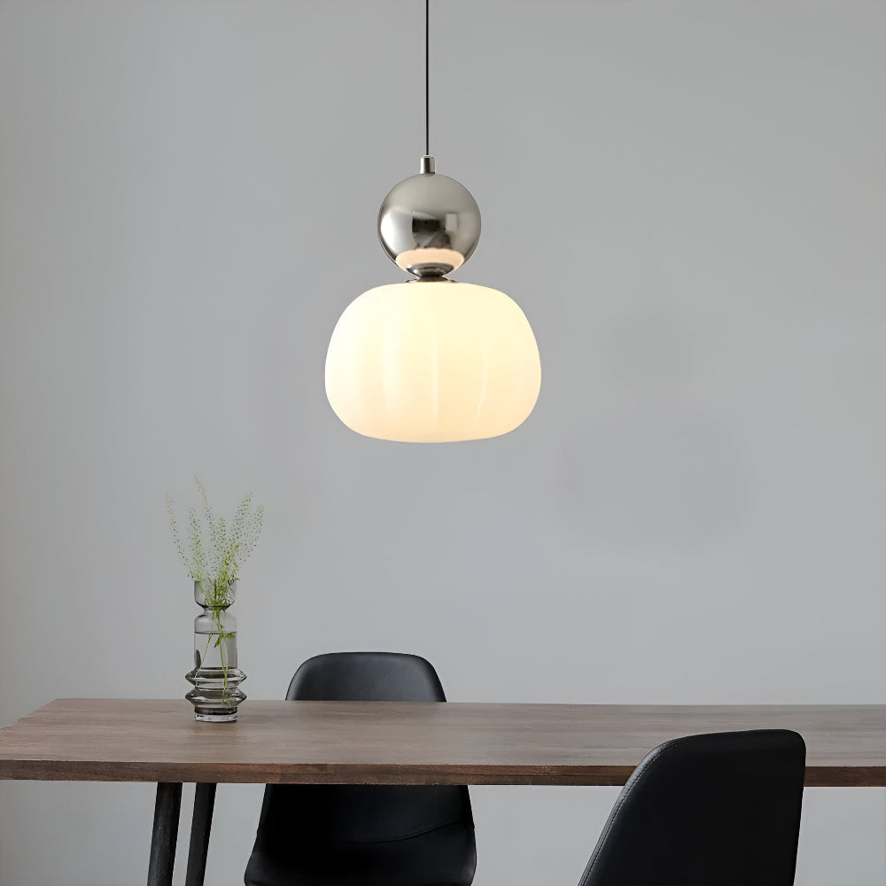 Art Deco Metal and Glass Pendant Light with E27 Bulb Socket
