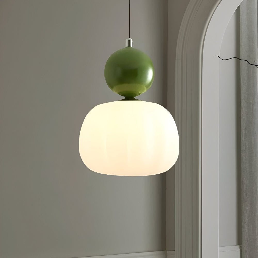 Art Deco Metal and Glass Pendant Light with E27 Bulb Socket