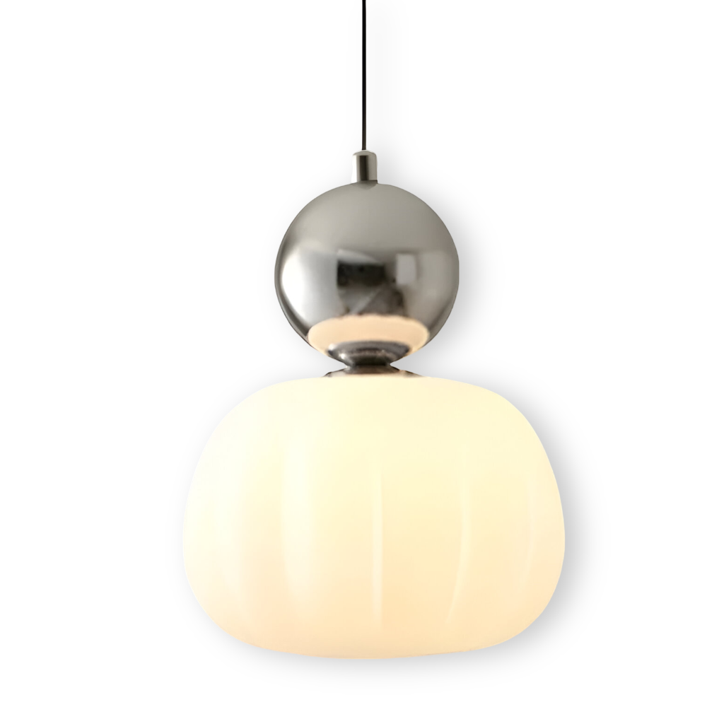 Art Deco Metal and Glass Pendant Light with E27 Bulb Socket