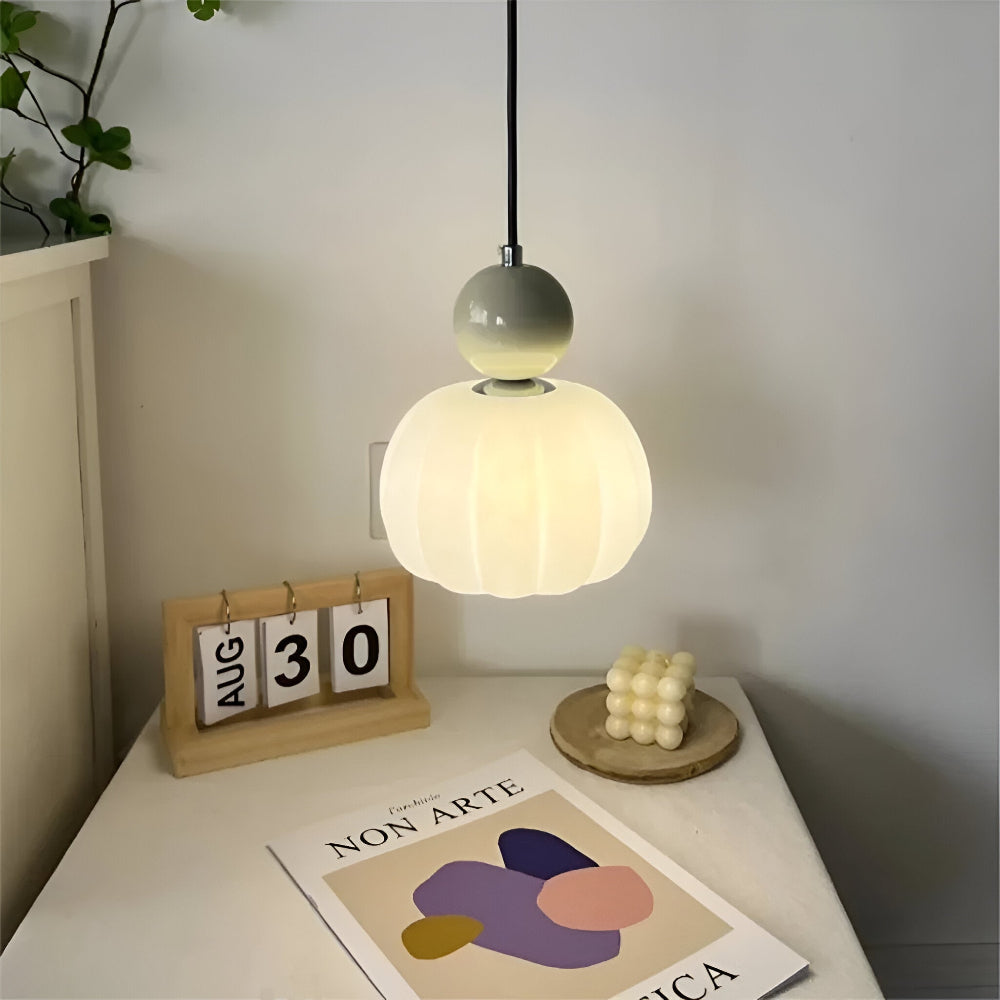 Art Deco Metal and Glass Pendant Light with E27 Bulb Socket