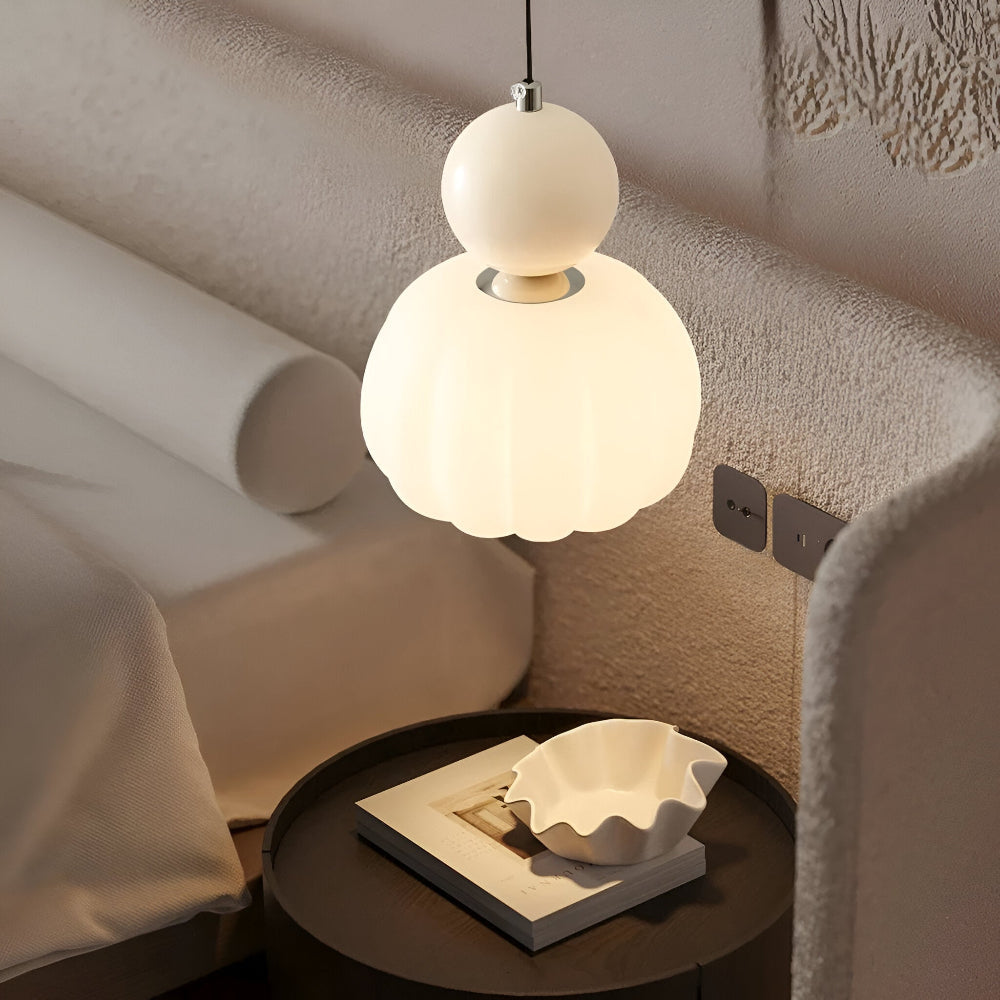 Art Deco Metal and Glass Pendant Light with E27 Bulb Socket