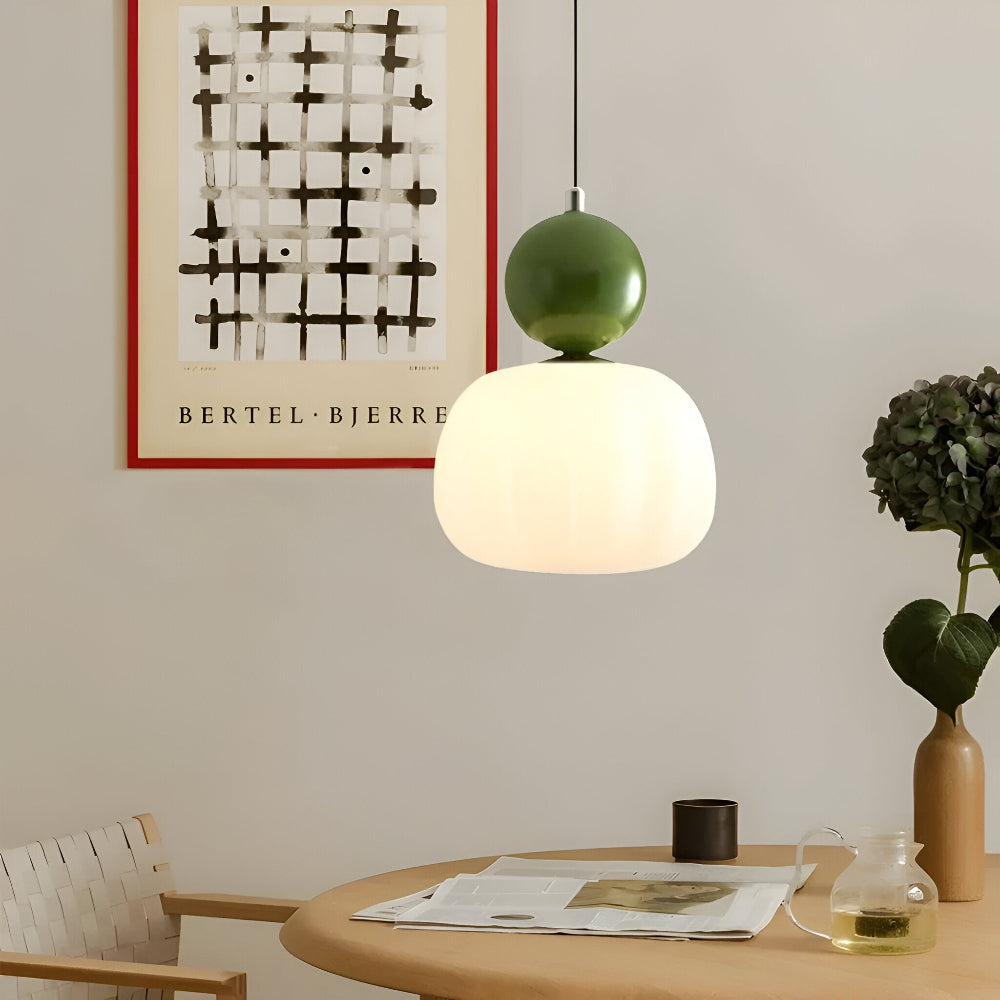 Art Deco Metal and Glass Pendant Light with E27 Bulb Socket