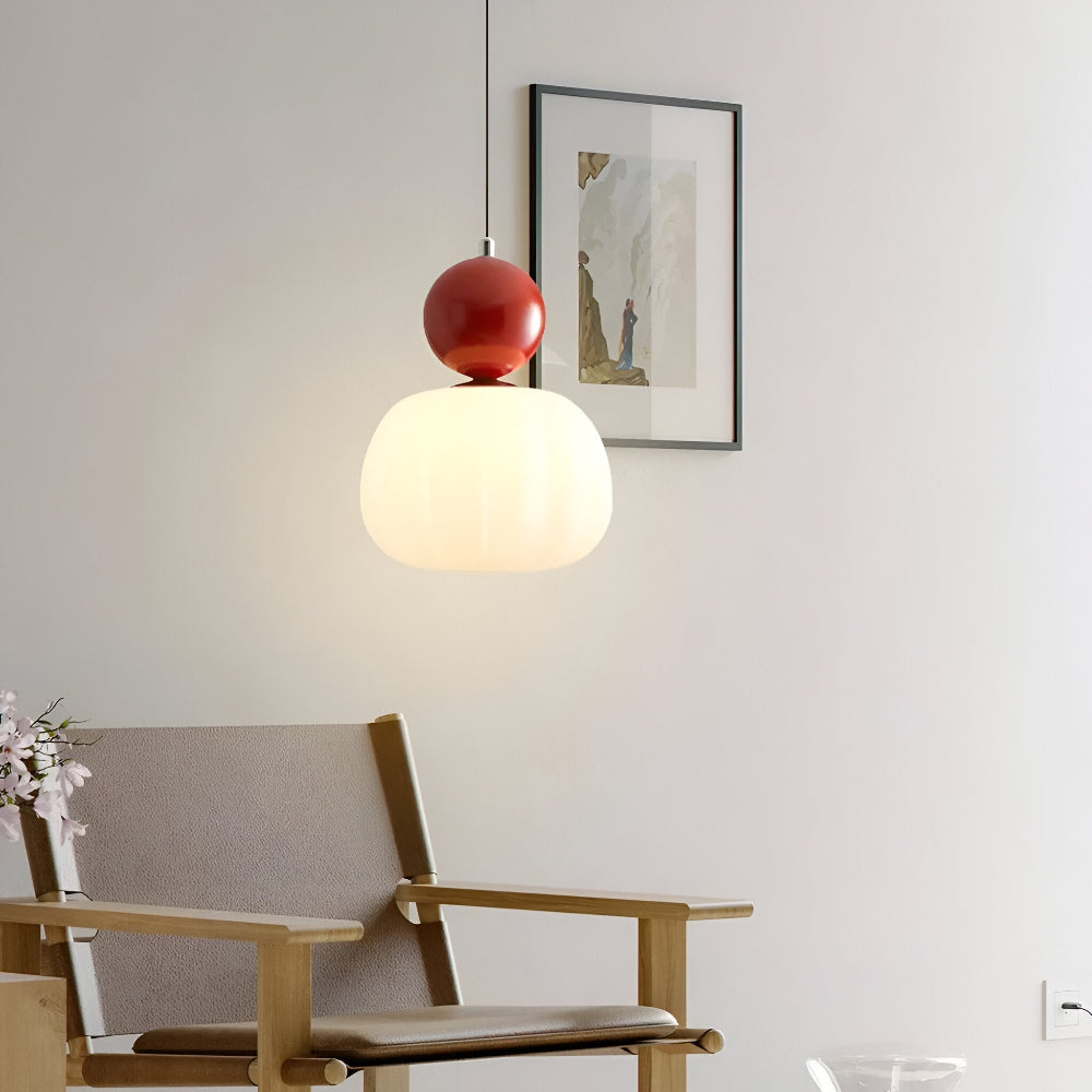 Art Deco Metal and Glass Pendant Light with E27 Bulb Socket