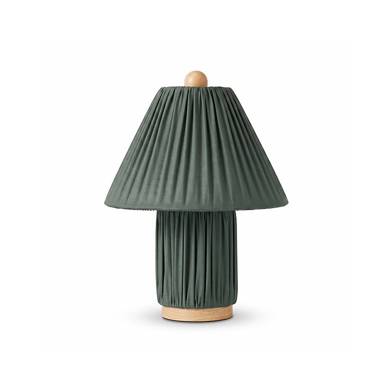 Bohemian Fabric Table Lamp With Warm White Glow in Dark Green — Harbor Light Co.