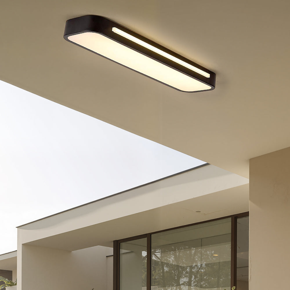 Modern Long Rectangle Flush Mount Ceiling Light with LED