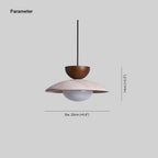Travertine Dome Pendant Light with Wood Accent