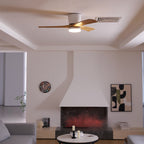 Modern Wooden Ceiling Fan with Remote Control and LED Light