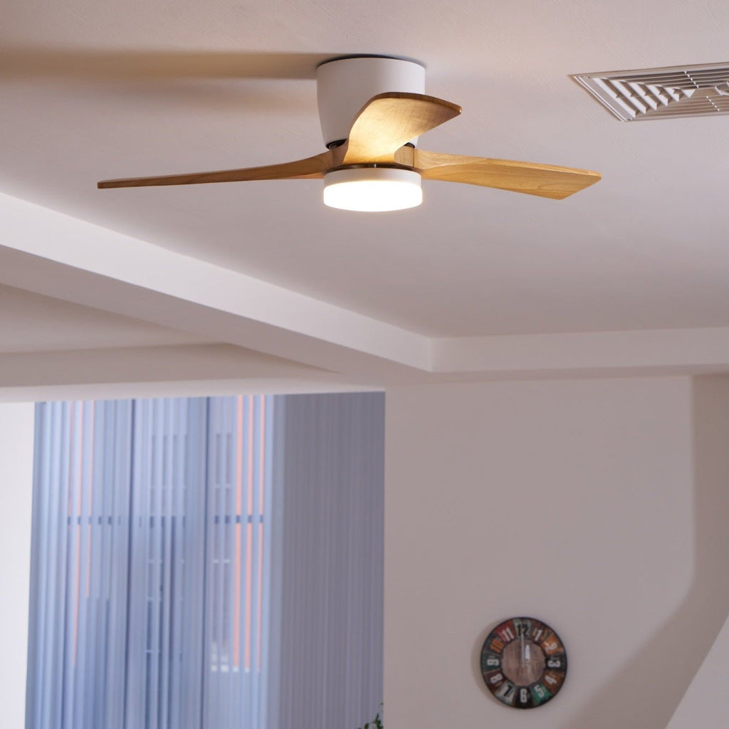 Modern Wooden Ceiling Fan with Remote Control and LED Light