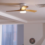 Modern Wooden Ceiling Fan with Remote Control and LED Light