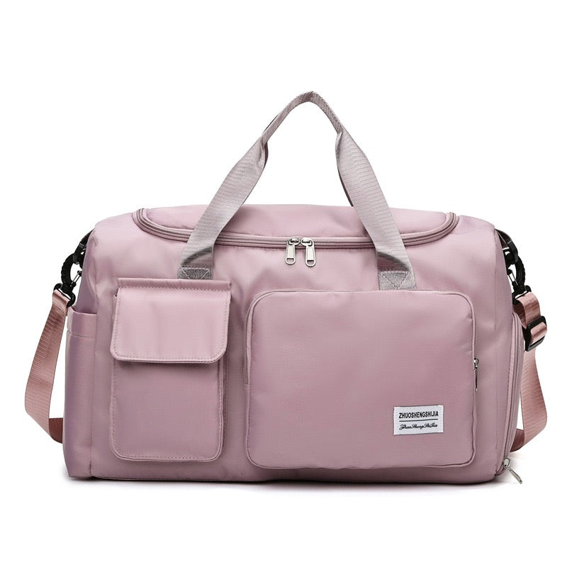 Sports Duffel Bag with Shoe Compartment Water-Repellent Oxford Fabric Travel Gym Bag with Multiple Pockets and Shoulder Strap