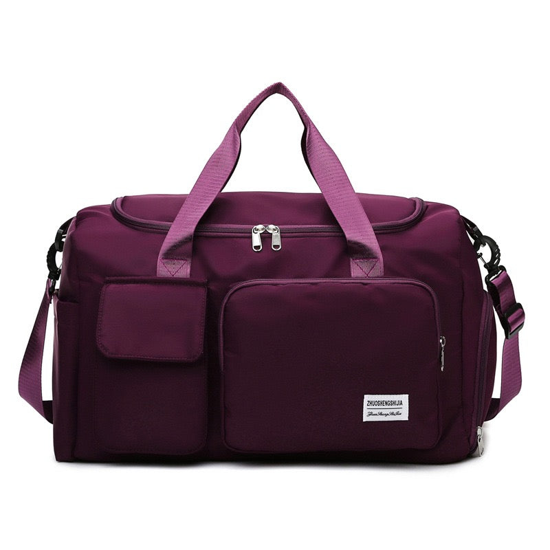 Sports Duffel Bag with Shoe Compartment Water-Repellent Oxford Fabric Travel Gym Bag with Multiple Pockets and Shoulder Strap