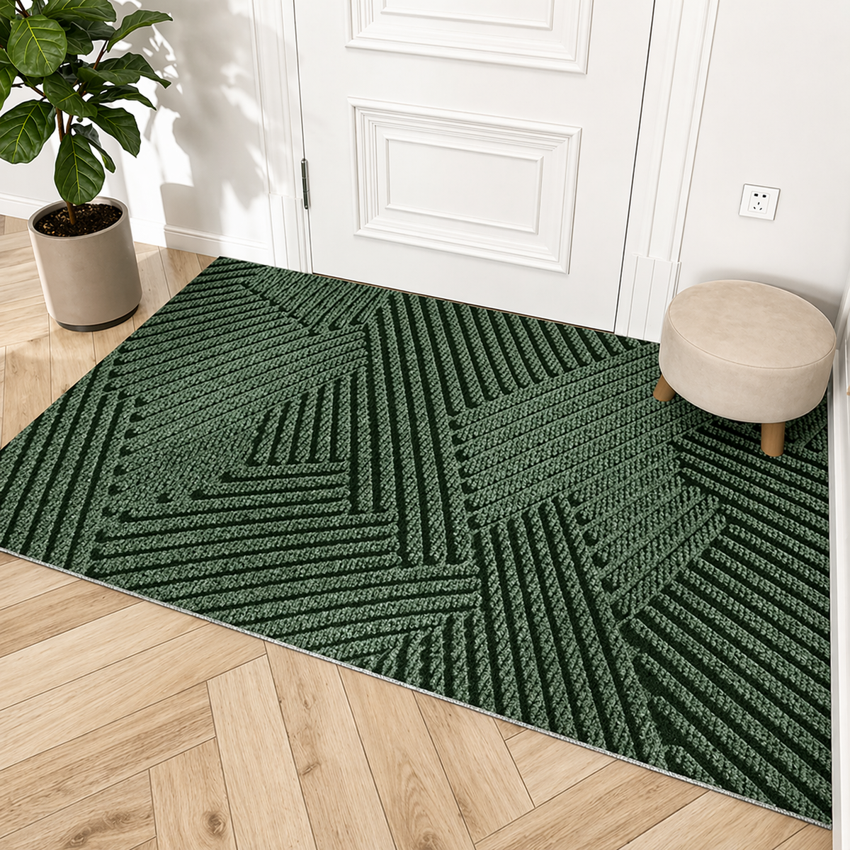 Non-Slip Door Mat Indoor Outdoor Polypropylene Entry Mat with Rubber Backing Dirt Trapping Modern Doormat for Front Door and Entryway