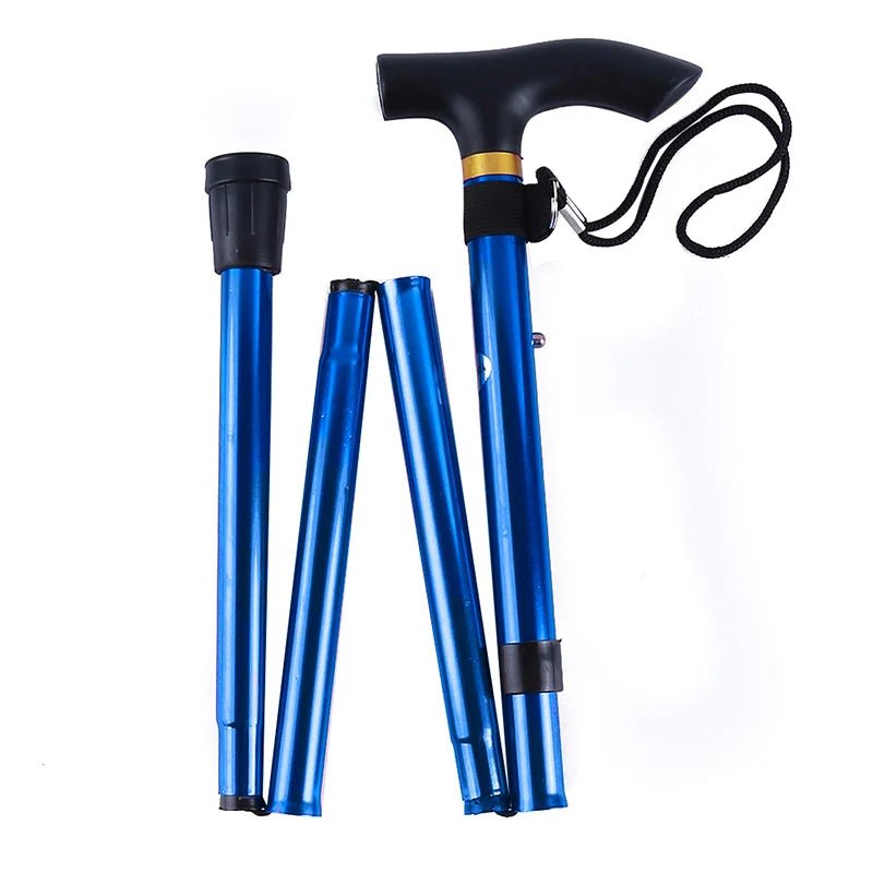 Folding Walking Cane Lightweight Aluminum Walking Stick Adjustable Height with Ergonomic Non-Slip Handle and Wrist Strap for Seniors Men and Women