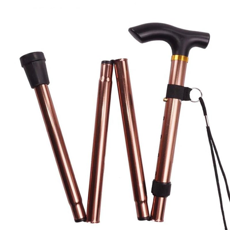 Folding Walking Cane Lightweight Aluminum Walking Stick Adjustable Height with Ergonomic Non-Slip Handle and Wrist Strap for Seniors Men and Women