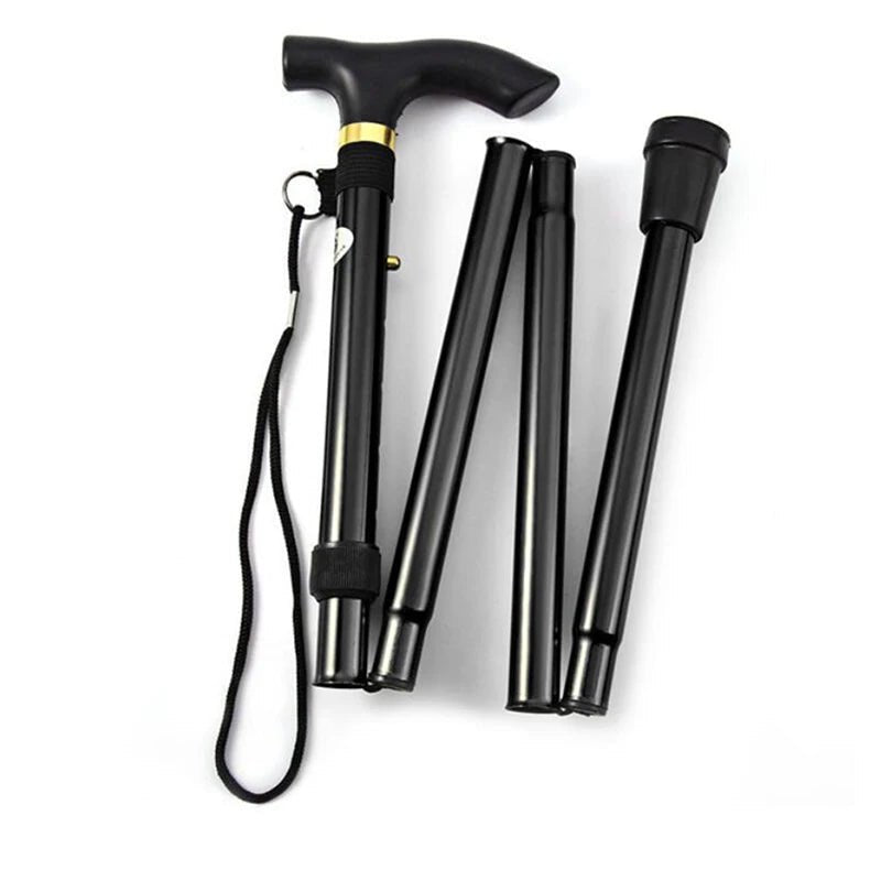 Folding Walking Cane Lightweight Aluminum Walking Stick Adjustable Height with Ergonomic Non-Slip Handle and Wrist Strap for Seniors Men and Women