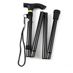 Folding Walking Cane Lightweight Aluminum Walking Stick Adjustable Height with Ergonomic Non-Slip Handle and Wrist Strap for Seniors Men and Women