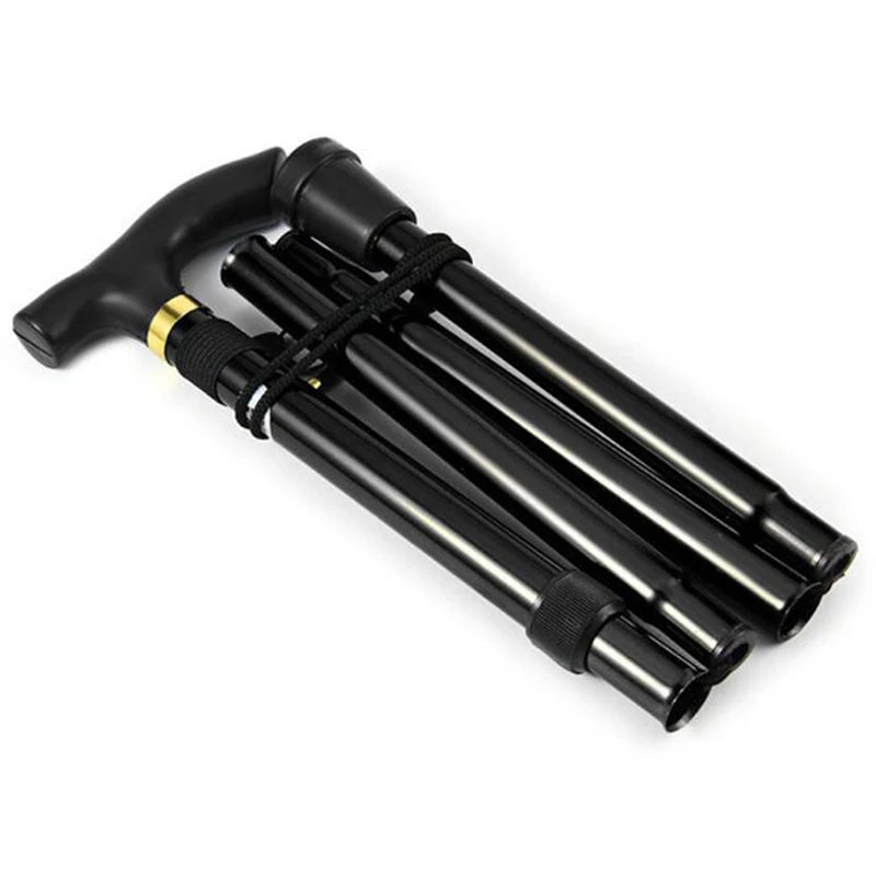 Folding Walking Cane Lightweight Aluminum Walking Stick Adjustable Height with Ergonomic Non-Slip Handle and Wrist Strap for Seniors Men and Women
