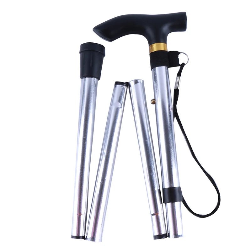 Folding Walking Cane Lightweight Aluminum Walking Stick Adjustable Height with Ergonomic Non-Slip Handle and Wrist Strap for Seniors Men and Women