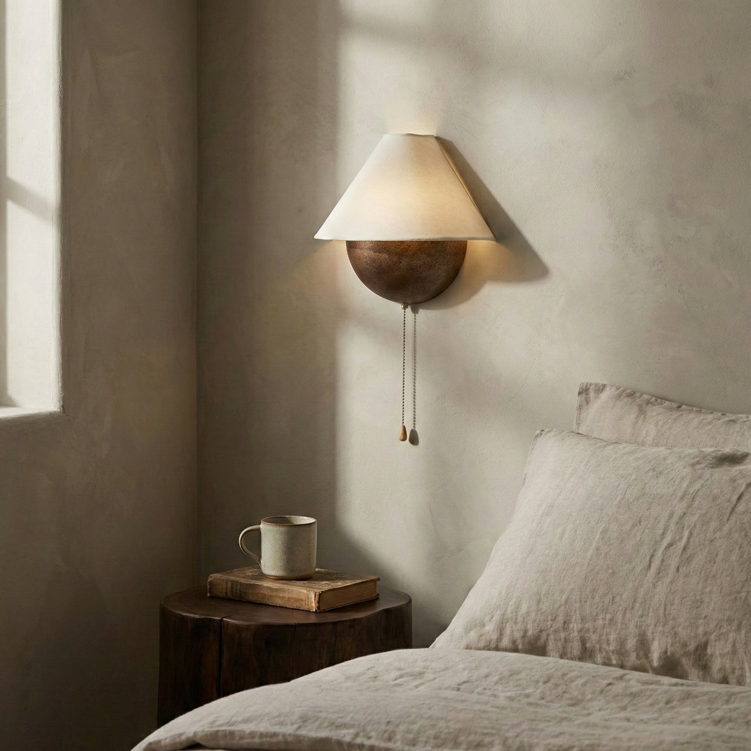 Transitional Travertine Wall Sconce With Warm Dimmable Glow — Harbor Light Co.